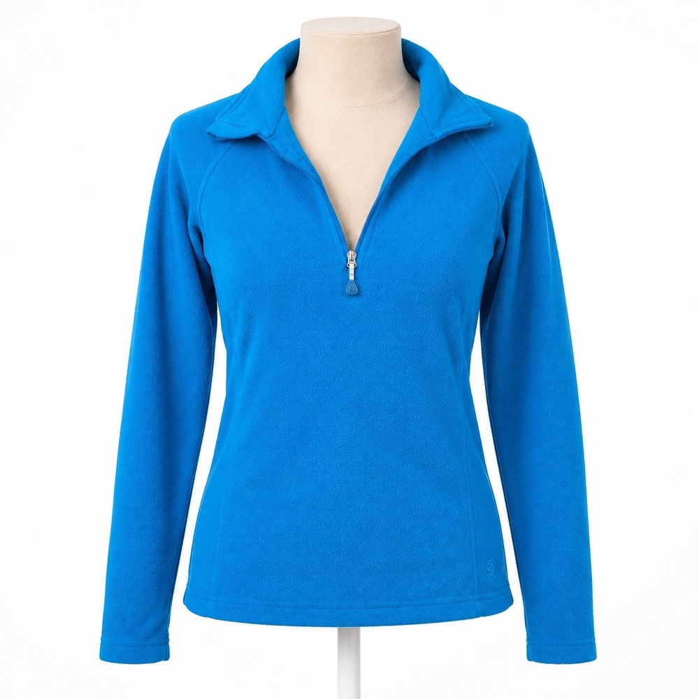 Mountain Hardwear Womens 1/4 Zip Fleece Sweatshirt Sz L Blue Outdoor Hike Jacket
